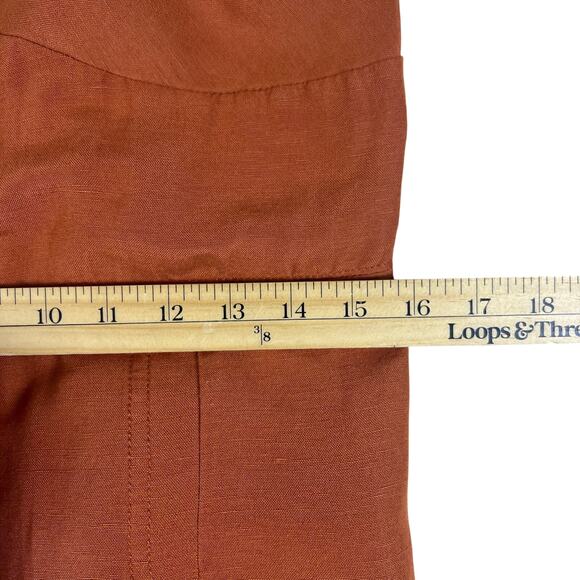 Anthropologie Maeve Twist Front Linen Mini Dress L | Terracotta Button Sundress - Picture 10 of 16